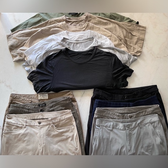Lululemon Arcteryx REI Rhône Kenneth Cole Neutral T-Shirts and Pants Set